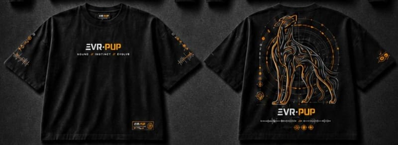 Capsule 001 design render: oversized tee, front and back