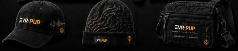 Capsule 001 design render: 6-panel cap, signal beanie and utility bag